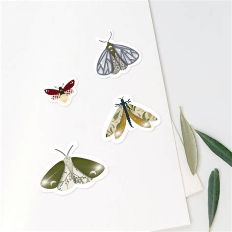 Moth Sticker Set 4 Moth Sticker Pack Cottagecore Aesthetic Moth