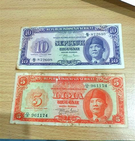 Jual Jual 2 Lembar Uang 10 Dan 5 Rupiah Seri RIS Thn 1950 Di Lapak