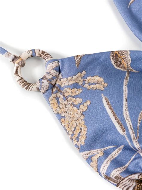 ZIMMERMANN Blue Ottie Ring Floral Print Bikini Zimmermann