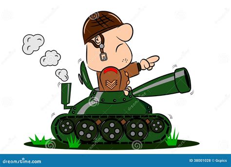 Cartoon Soldier In Army Tank Royalty Free Stock Photos - Image: 38001028