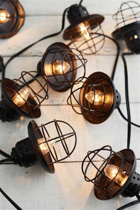 Nautical Cage String Lights Black 10ct