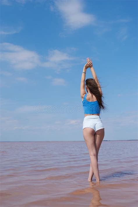 Hot Brunette Posing Near The Lake Stock Image Image Of Elegant Girl