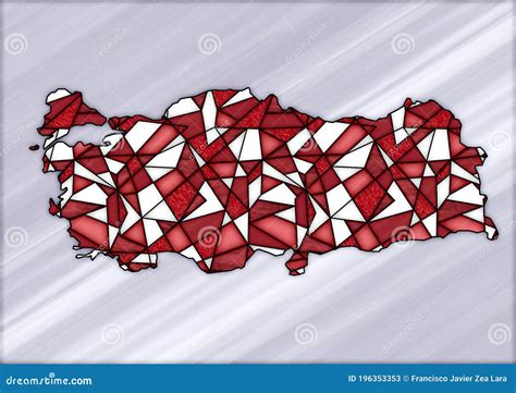 Stained Glass Style Design For Decoration With The Shape Of The Territory Of Turkey Stock