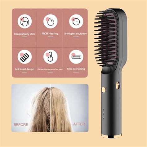 Cepillo Alisador De Pelo Inal Mbrico Port Til Para Cabello Encrespado