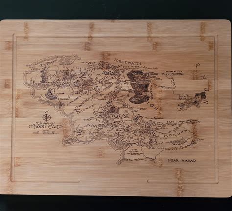 Map Of Middle Earth Burned In Wood Oc Rlotr