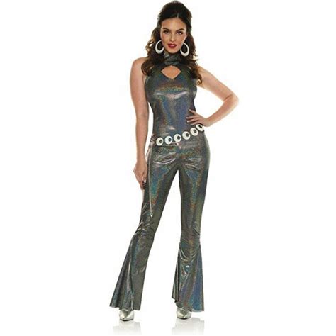 Disco Queen Metallic Jumpsuit Adult Costume Gypsy Treasure Costumes And Cosmetics