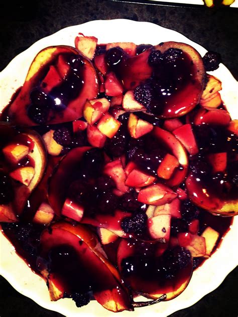 Gluten Free Dessert Baked Pears And A Can Of Blackberries Delish And