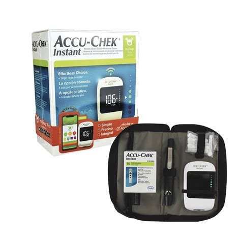 Kit Accu Chek Instant Medidor Gluco Tiras Lancetas Puncion Roche Flosamed