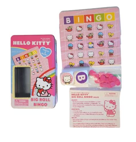 Hello Kitty Big Roll Bingo Game Collectible Tin Complete Euc Mint £14