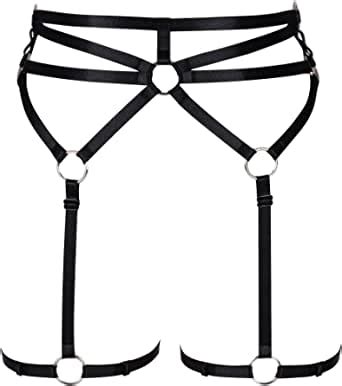 Amazon Petmhs Women S Punk Harness Garter Belt Leg Waist Strappy Lingerie Body Caged