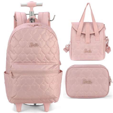 Mochila Rodinhas Barbie Lancheira E Estojo Rosa Encante Sua Crian A