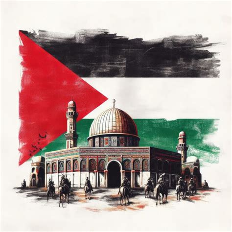 Premium Ai Image Palestinian Flag In Front Of Al Aqsa Mosque In Jerusalem