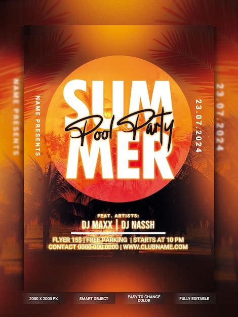 Premium Psd Summer Pool Party Flyer Template