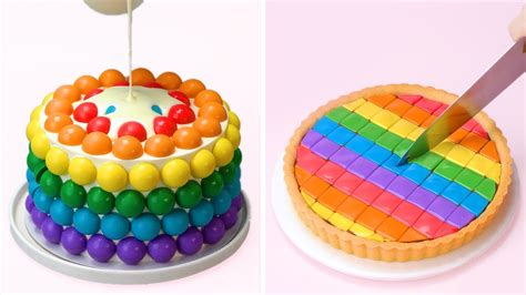 Oddly Satisfying Rainbow Cake Decorating Compilation Top Yummy Colorful Cake Tutorial Youtube