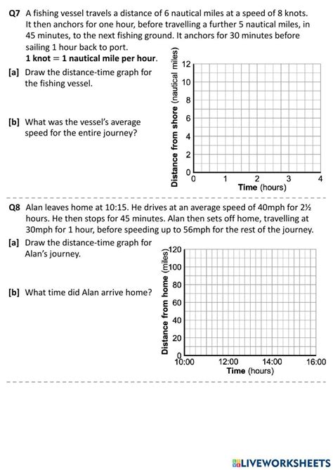 Distance Time Graph And Average Speed Worksheet Dr Thomas Class Online Exercise For Live