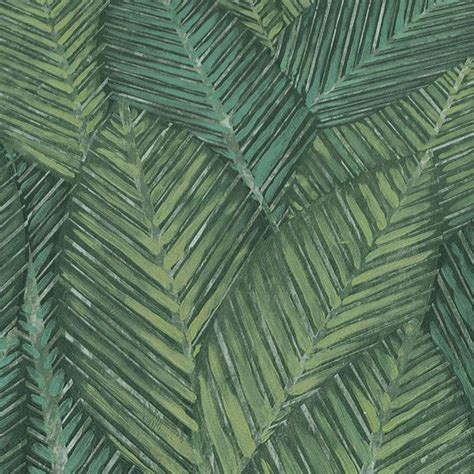 Martinique Leaf Textured Vinyl Wallpaper Green Erismann