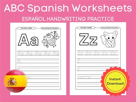 Personalized Spanish ABC Worksheets, Espanol Alphabet Tracing Workbook ...