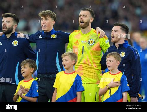 Scotlands Grant Hanley Jack Hendry Goalkeeper Angus Gunn And Andrew