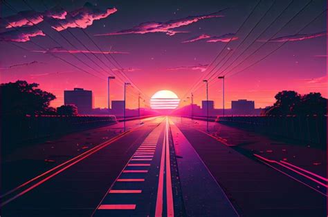 Premium AI Image | Retro classic street cityscape while sunset ...