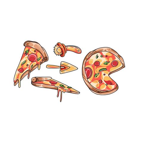 Premium Vector Pizza Hand Drawn Doodle Illustrations Vector Set