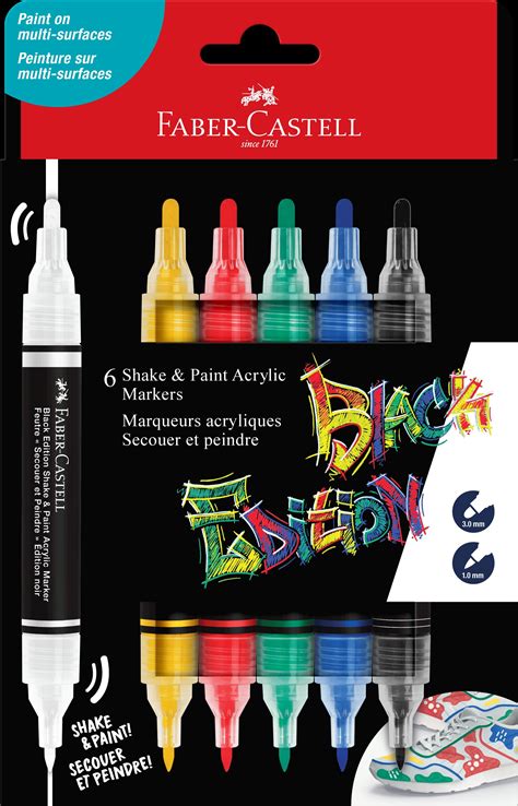 Faber-Castell Shake & Paint Acrylic Marker Classic, Set of 6-AG285507 ...