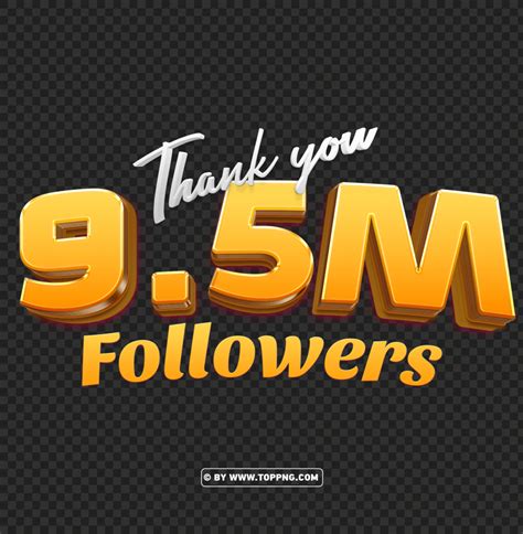 Free 95 Million Followers 3d Gold Thank You Hd Png File TOPpng