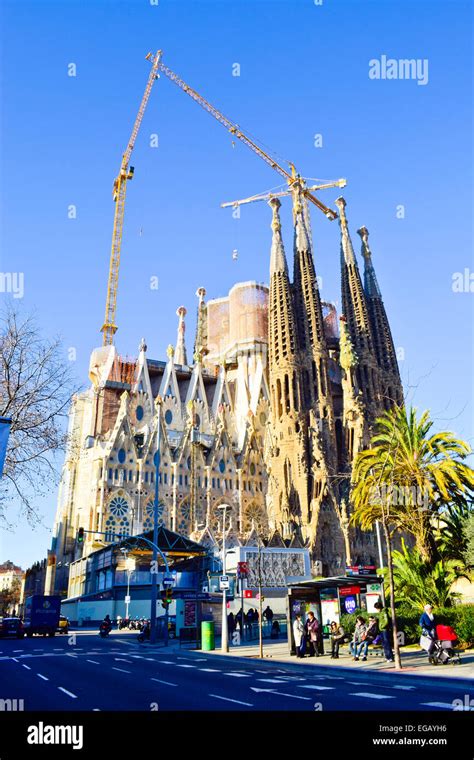 Sagrada Familia Fassade Des Architekten Antoni Gaudi Barcelona