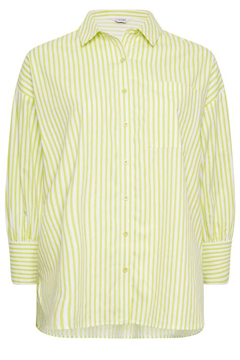 Yours Plus Size Lime Green Stripe Poplin Oversized Shirt Yours