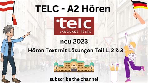 TELC Deutsch A2 SD Hören Test Teil 1 2 3 mit Lösungen neu 2023