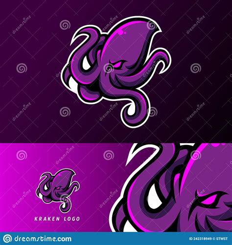 Kraken Octopus Squid Mascot Sport Esport Logo Ilustración del Vector