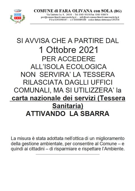 Nuovo Accesso All Isola Ecologica Comune Di Fara Olivana Con Sola