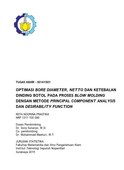 Optimasi Bore Diameter Netto Dan Ketebalan Dinding Botol Pada Proses