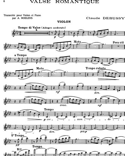 Valse Romantique From Pour Le Violon Sheet Music By Claude Debussy