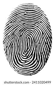 Vector Black Isolated Fingerprint On White Background Over