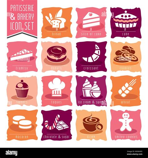 Bakery Pastry Icon Set Stock Vector Image Art Alamy