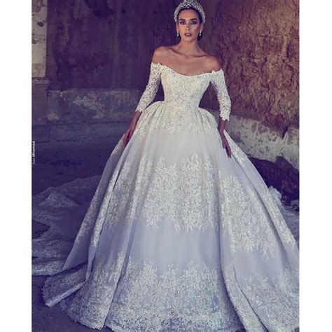 Dubai Arabic Princess Silk Ballgown Wedding Dress With Off Shoulder 34