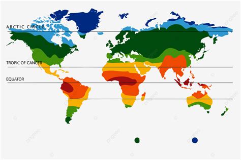 Gambar Peta Zon Iklim Dunia Dengan Garisan Khatulistiwa Dan Tropika