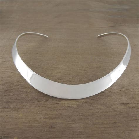 Sterling Silver Choker Silver Necklace Simple Choker Torque Etsy Uk