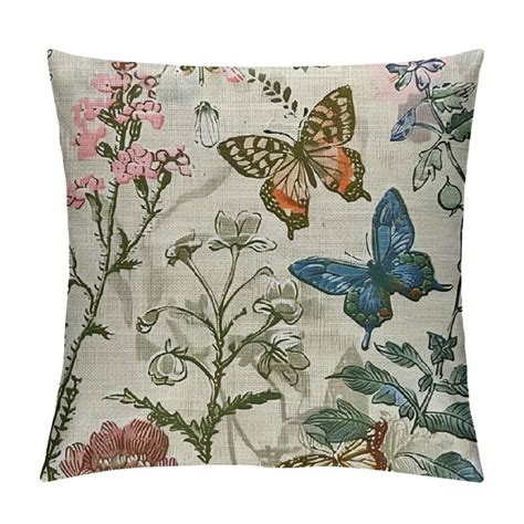 Creowell Floral Spring Pillow Covers Herbs And Wild Flowers Botanical