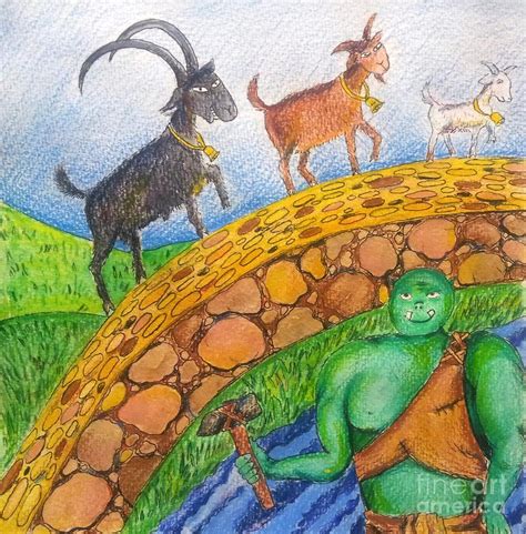 Three Billy Goats Gruff Painting Drawing By Maryna Salagub Pixels