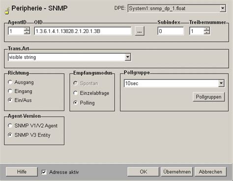Definition der Peripherieadressen des SNMP-Treibers