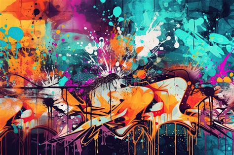 Graffiti Style Design Background in Bright Colors Stock Illustration - Illustration of ...