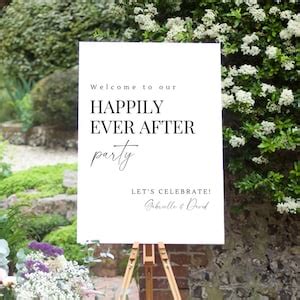 Happily Ever After Party Sign Reception Welcome Sign Digital Wedding