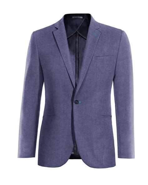 Blazer Sin Forro Azul De Lino Slim Fit De N