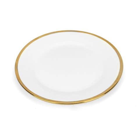 Plato De Porcelana Con Borde Dorado Color Blanco X X Cm Galdiaz