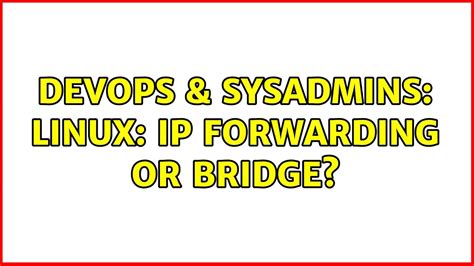 DevOps SysAdmins Linux Ip Forwarding Or Bridge 2 Solutions