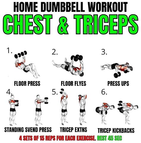 Dumbbell Workout At Home | Tricep workout with dumbbells, Chest and tricep workout, Dumbbell workout