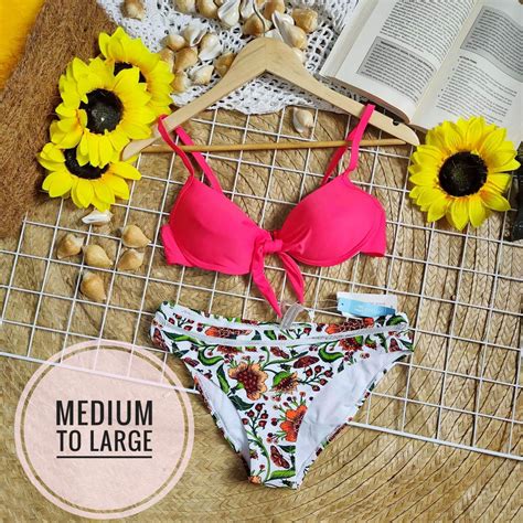 Two Piece Swimsuit Bikini Pink Swimwear Colorful Bathing Suit For Beach Summer Swimming Pool Sea