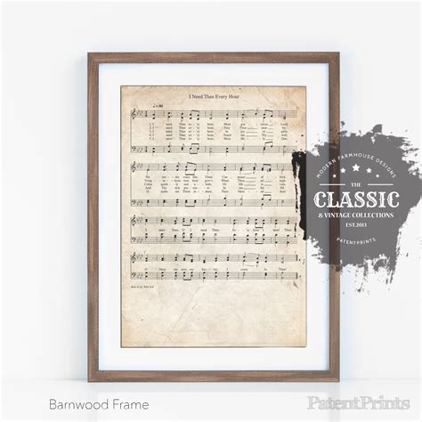 I Need Thee Every Hour Hymnal Print Hymn Poster Music Decor Etsy