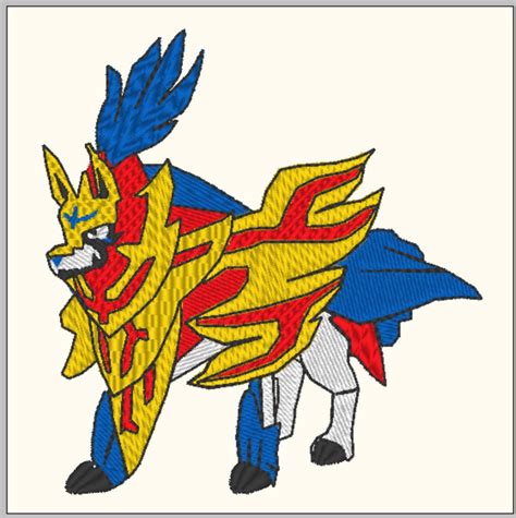 Zamazenta Legendary Pokemon Machine Embroidery Design 4x4 Etsy